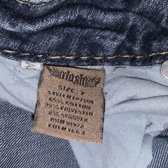 Clash Y2K Era Straight Leg Denim Jeans With Flap Pockets / Whipstitching Size 7 - Picture 8 of 16